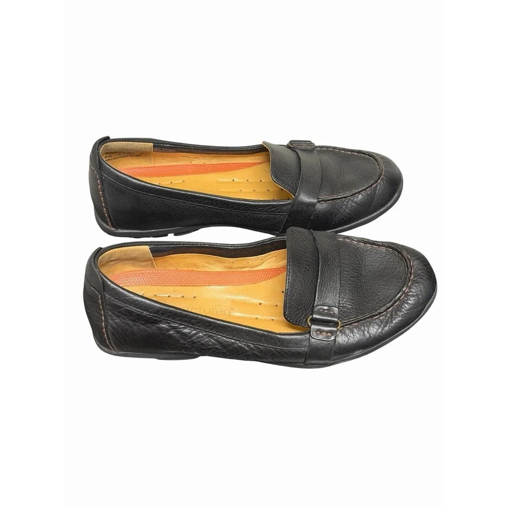 Structured By Clarks Women's Black Leather Penny‎ Loafers Size  9.5 M